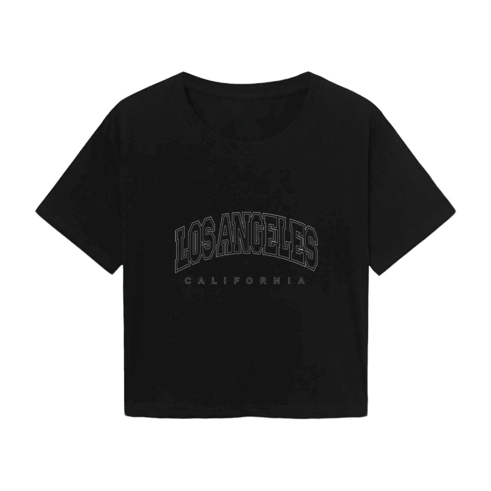 Vintage Los Angeles California Black Crop Top ¨C Dark Varsity City Graphic Tee
