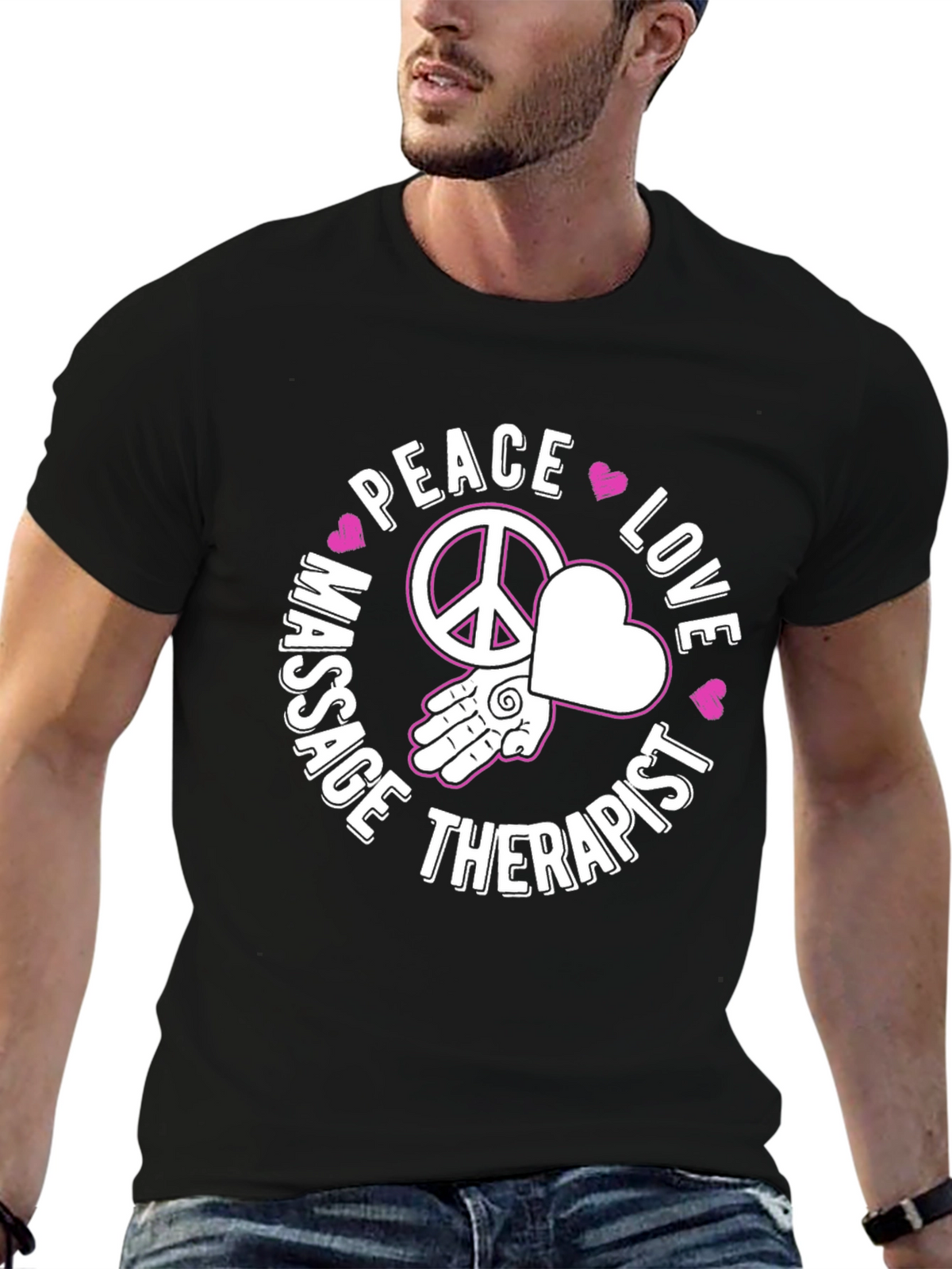 Peace Love Massage Therapist Graphic T-Shirt