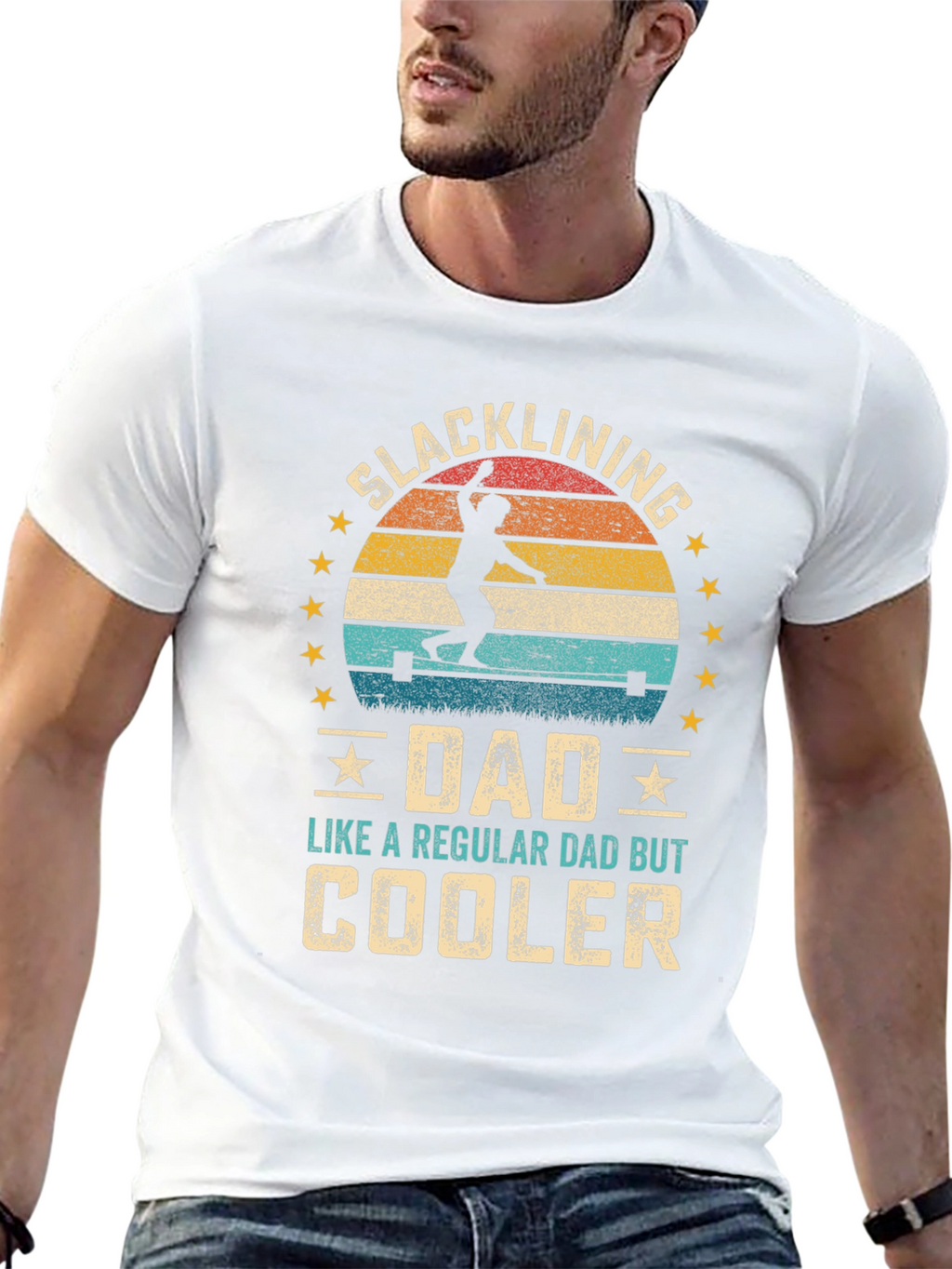 Slacklining Dad T-Shirt - Cooler Than Regular!