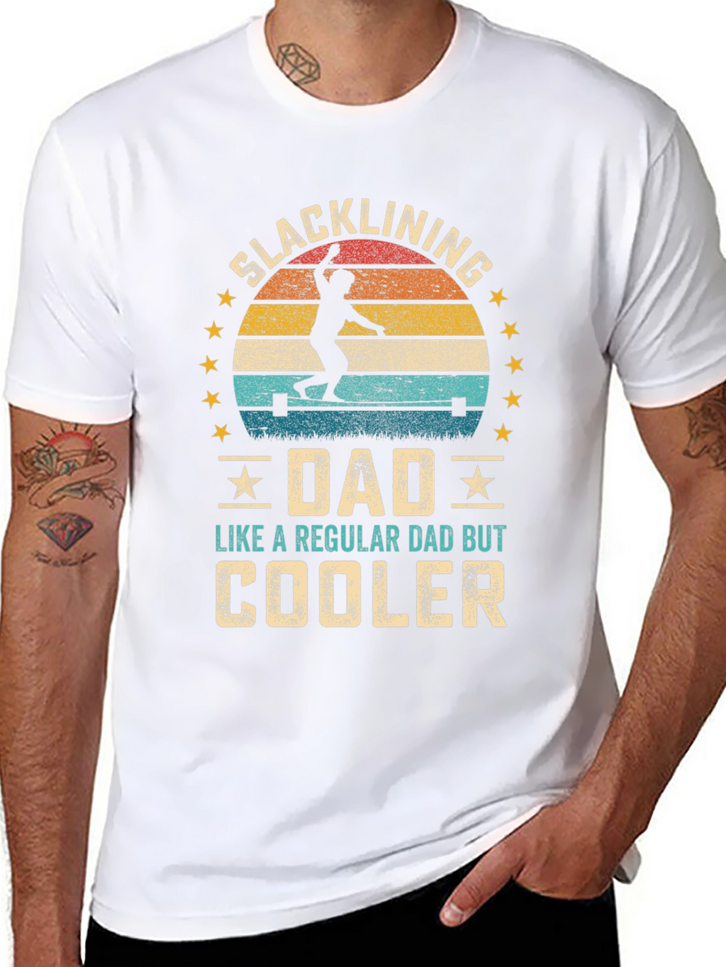 Slacklining Dad T-Shirt - Cooler Than Regular!