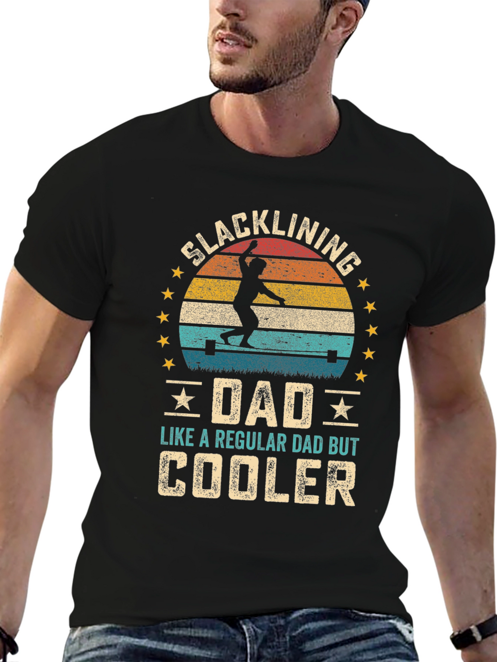 Slacklining Dad T-Shirt - Cooler Than Regular!