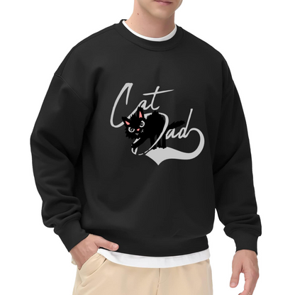 Cat Dad Spiky Black Cat Graphic Crewneck Sweatshirt | Edgy Cat Lover Pullover, Father's Day Gift