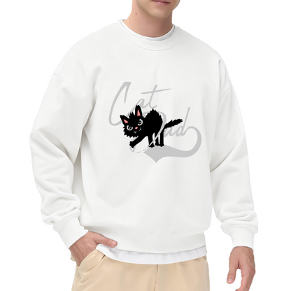 Cat Dad Spiky Black Cat Graphic Crewneck Sweatshirt | Edgy Cat Lover Pullover, Father's Day Gift