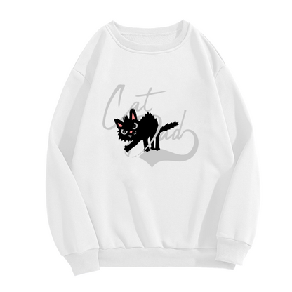 Cat Dad Spiky Black Cat Graphic Crewneck Sweatshirt | Edgy Cat Lover Pullover, Father's Day Gift