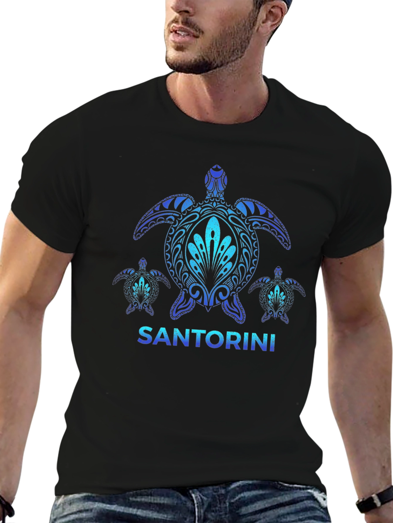 Santorini Turtle Graphic T-Shirt