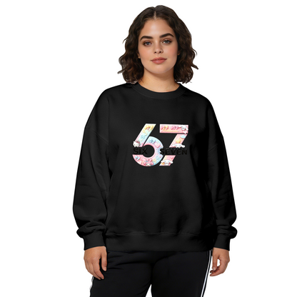Cute 67 Sanrio Characters Colorful Varsity Crewneck Sweatshirt