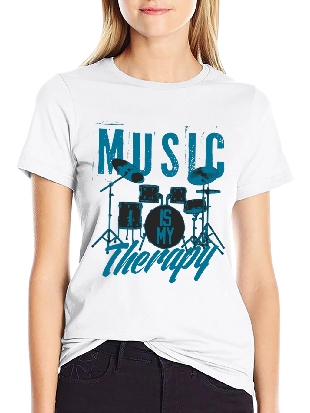 Music is My Therapy T-Shirt - Drum Kit Design