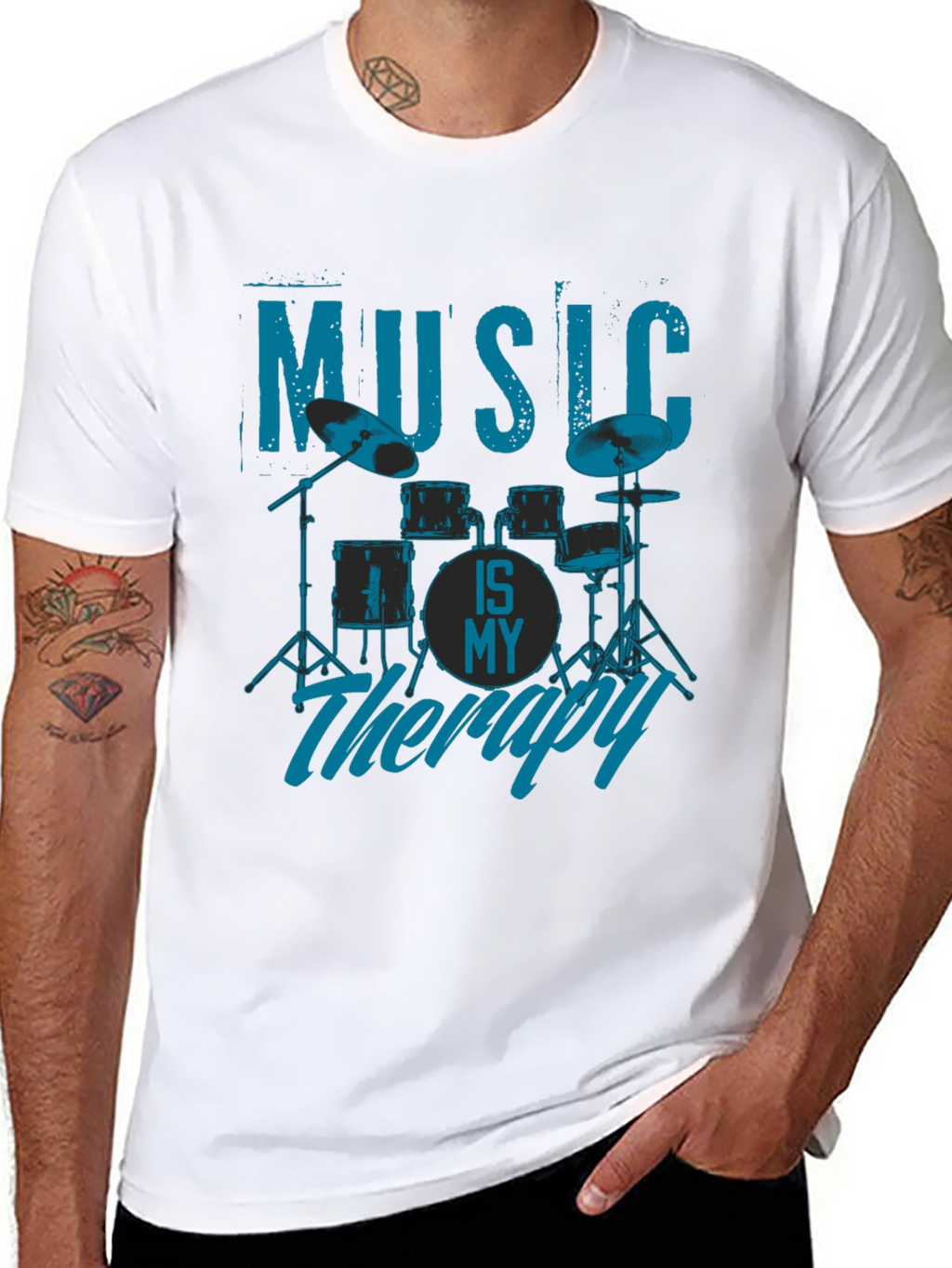Music is My Therapy T-Shirt - Drum Kit Design