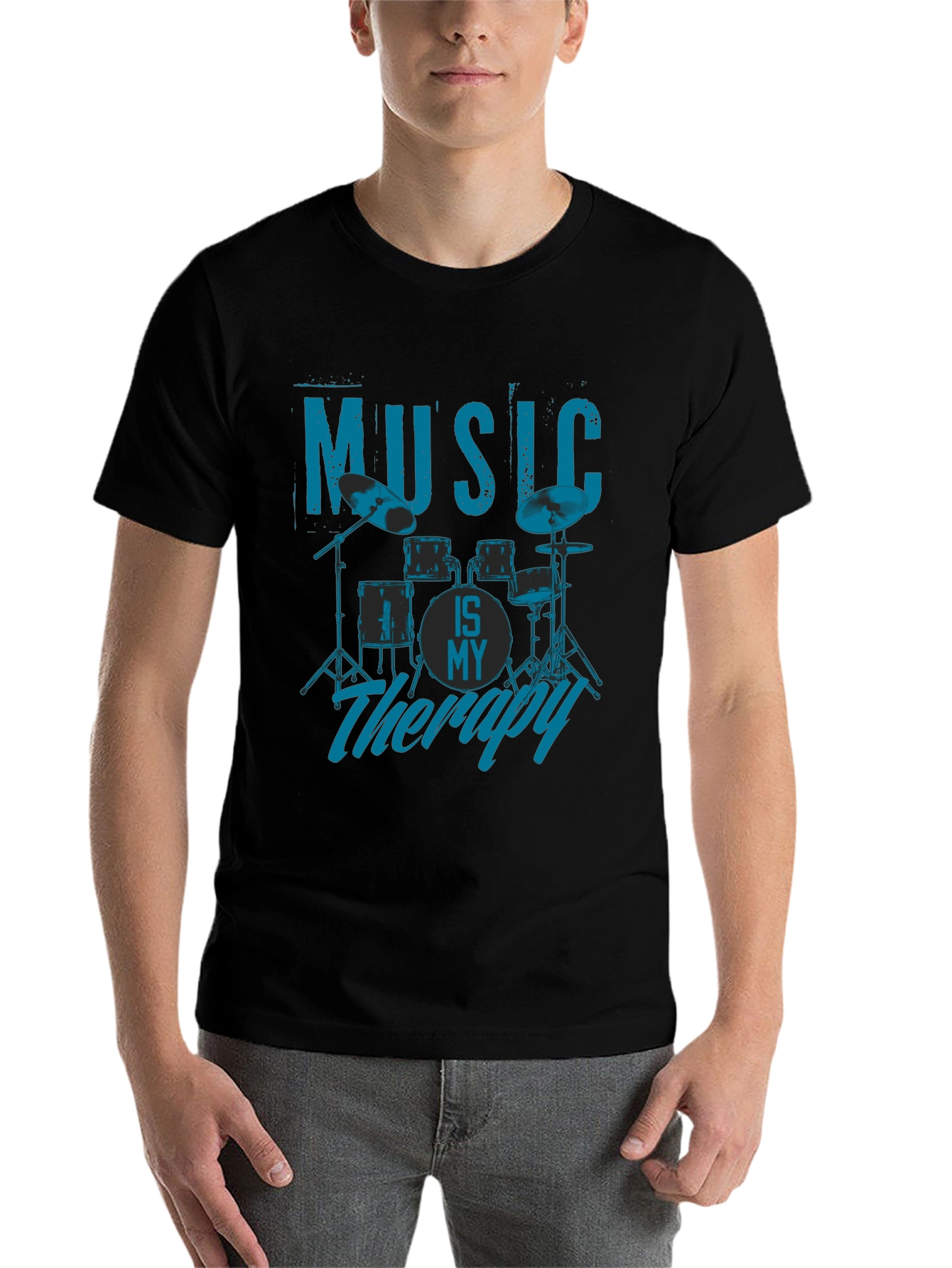 Music is My Therapy T-Shirt - Drum Kit Design