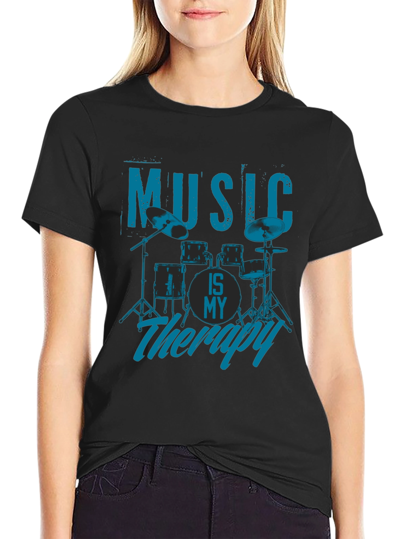 Music is My Therapy T-Shirt - Drum Kit Design