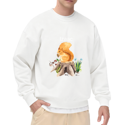 Personalized Squirrel Name Crewneck Sweatshirt - Custom Wildlife Name Pullover, Cute Squirrel Illustration, Unique Gift