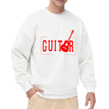 I'd Rather Be Playing Guitar Crewneck Sweatshirt - Red Guitar Music Lover Gift, Guitarist Pullover, Band Tee Top