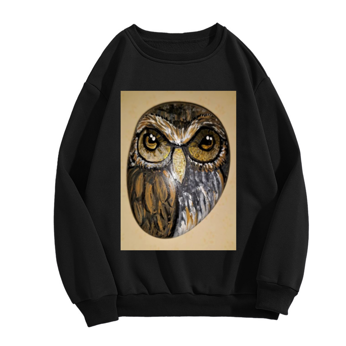 Realistic Owl Face Crewneck Sweatshirt, Wise Owl Bird Portrait Pullover, Wildlife Animal Art Gift