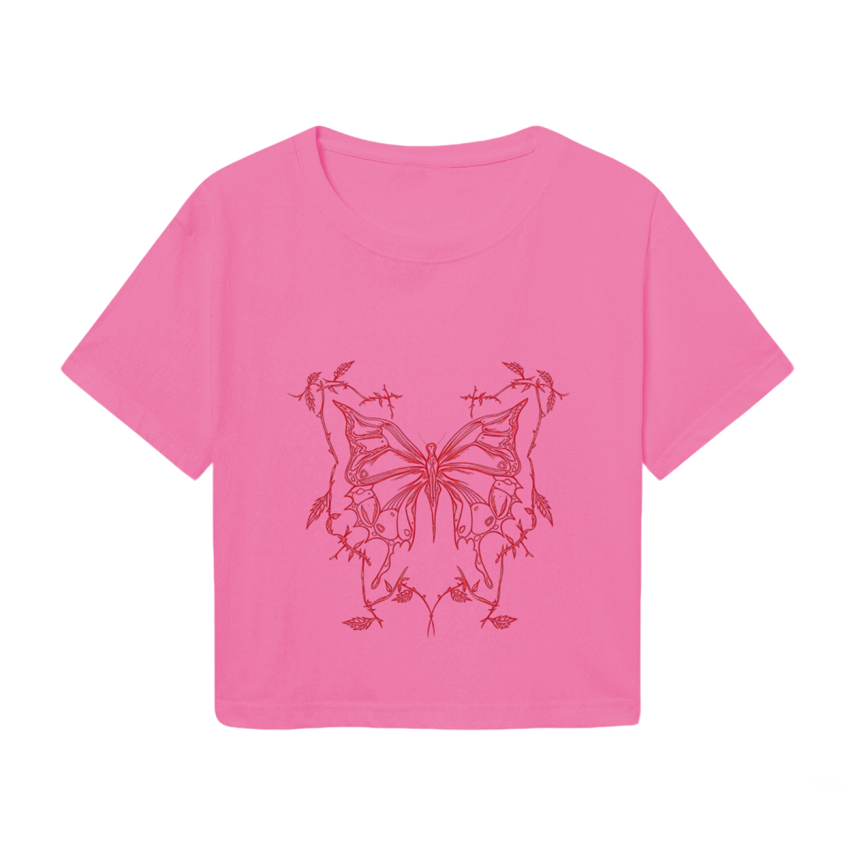 Gothic Thorn Butterfly Hot Pink Aesthetic  Tee