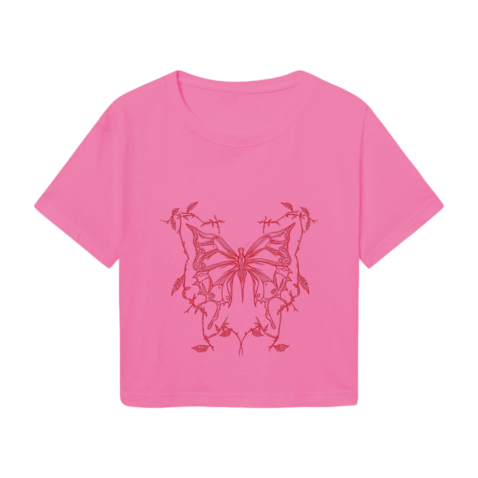 Gothic Thorn Butterfly Hot Pink Aesthetic  Tee