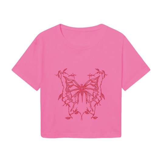 Gothic Thorn Butterfly Hot Pink Aesthetic  Tee