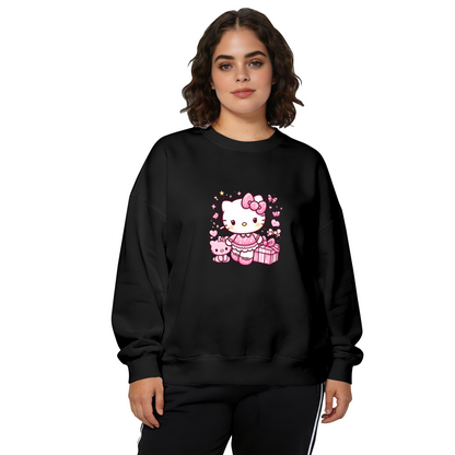 Dreamy Hello Kitty Gift Box Sparkle Design Casual Crewneck Sweatshirt