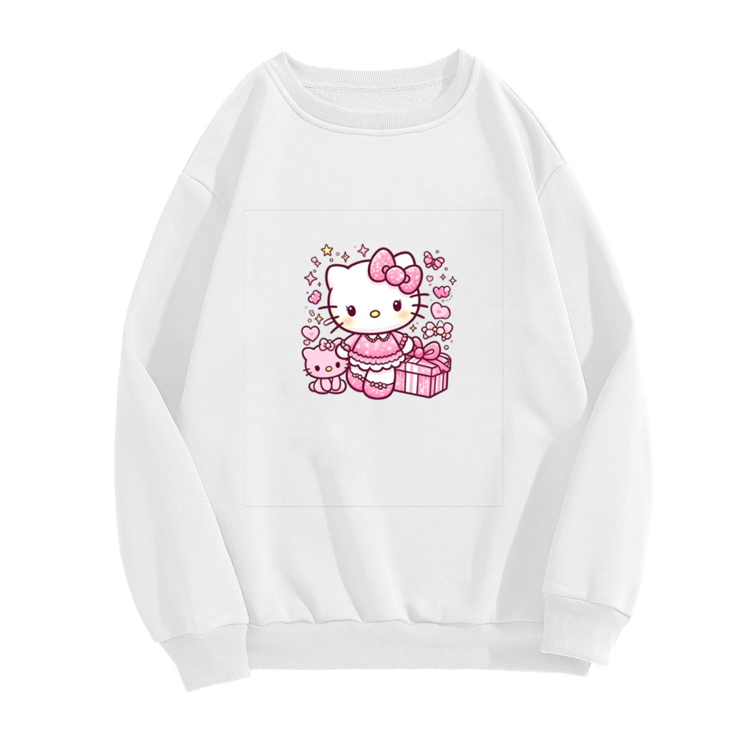 Dreamy Hello Kitty Gift Box Sparkle Design Casual Crewneck Sweatshirt