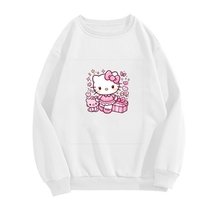 Dreamy Hello Kitty Gift Box Sparkle Design Casual Crewneck Sweatshirt