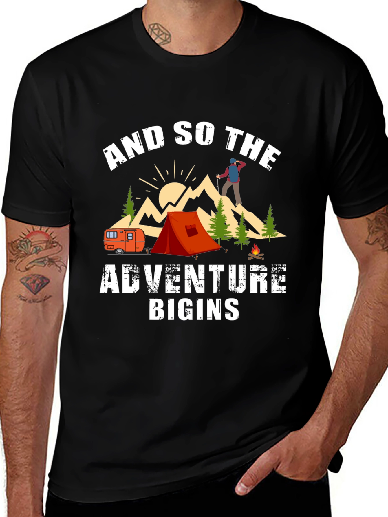 Adventure Begins Camping T-Shirt