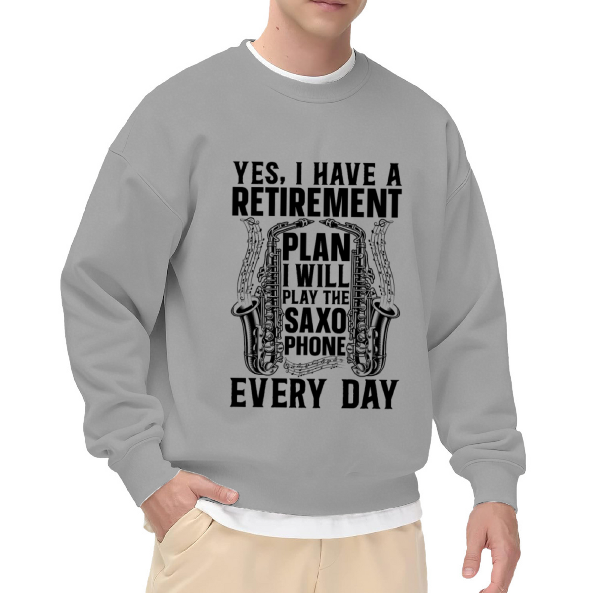 Retirement Plan Saxophone Crewneck Sweatshirt - Funny Sax Player Gift, Jazz Musician Humor Pullover, Retiree Top