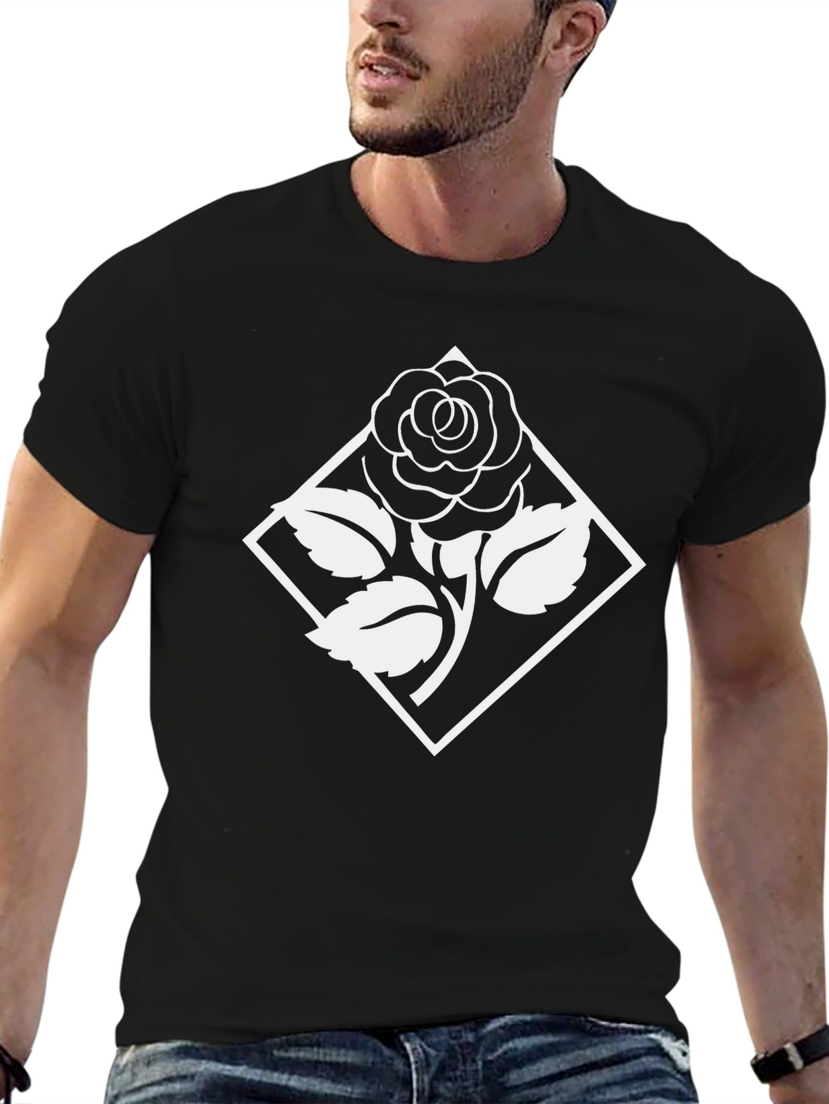 Rose Emblem Graphic T-Shirt - Classic Black Tee