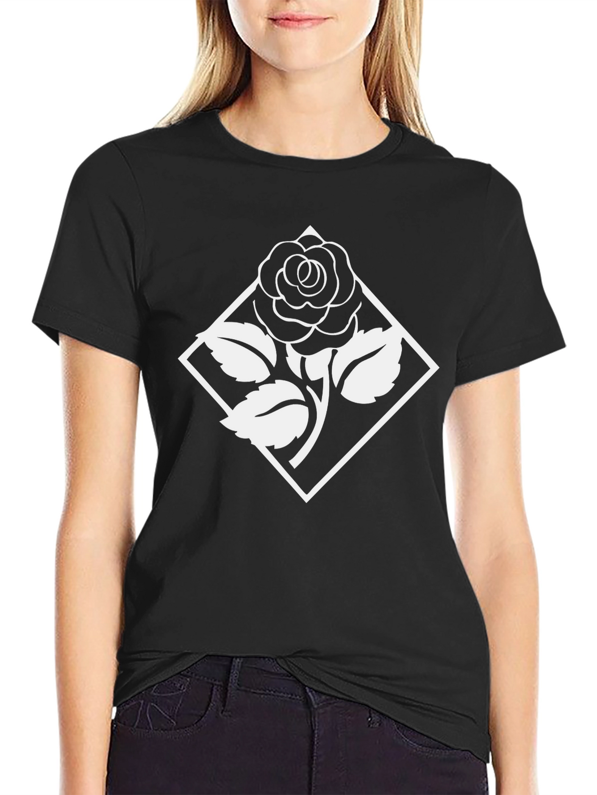 Rose Emblem Graphic T-Shirt - Classic Black Tee
