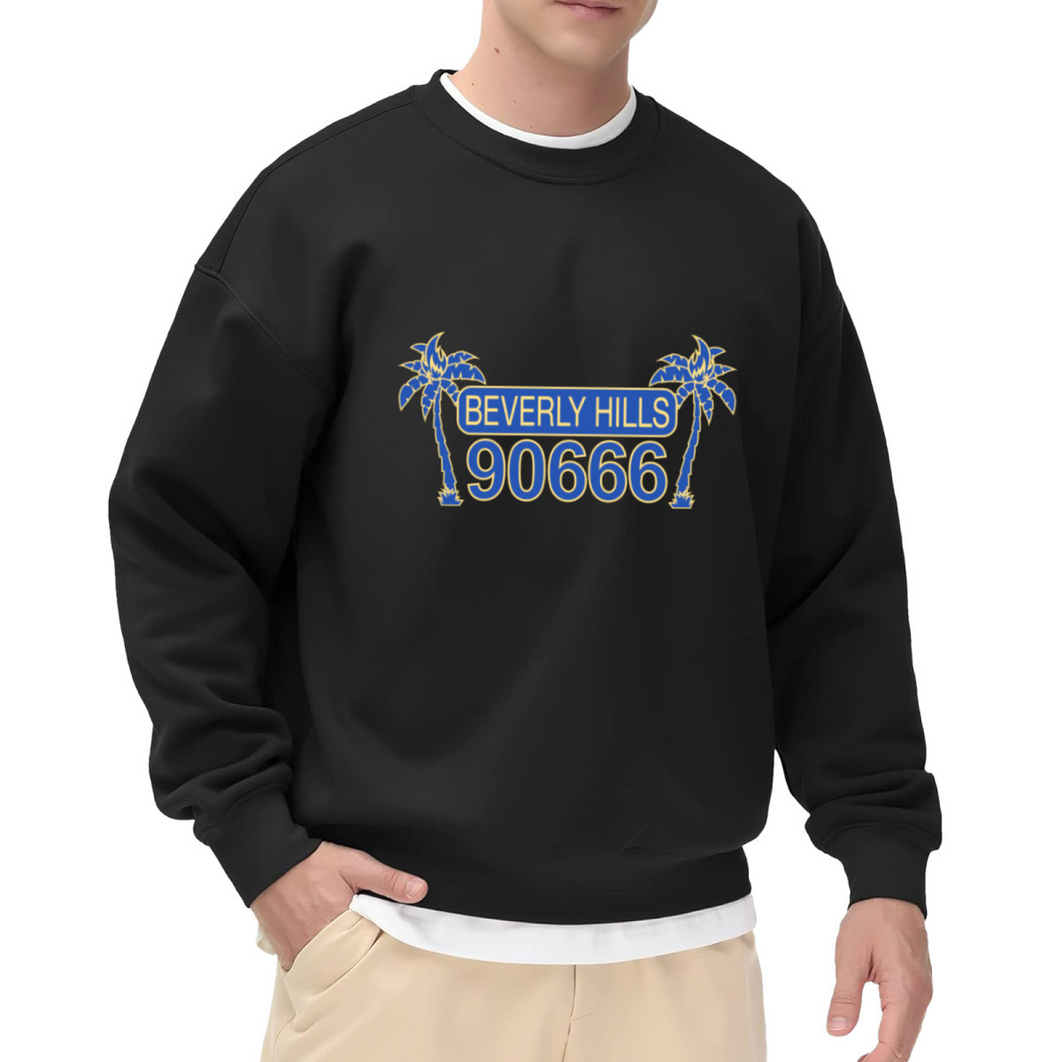 Beverly Hills 90666 Palm Tree Crewneck Sweatshirt | California Vibe Streetwear