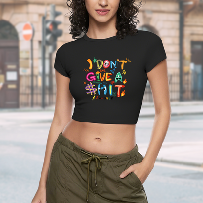 Minimal Daisy Heart Letter Black Crop Top