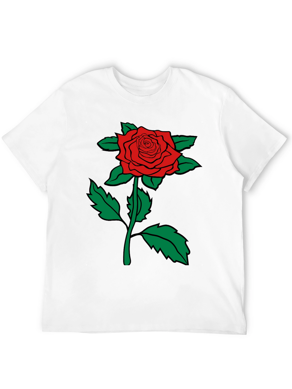 Red Rose Graphic Tee - Mens Black Cotton T-Shirt