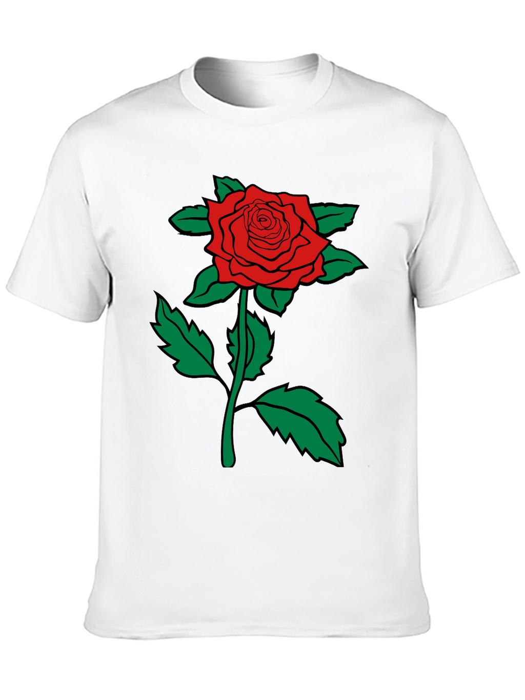 Red Rose Graphic Tee - Mens Black Cotton T-Shirt