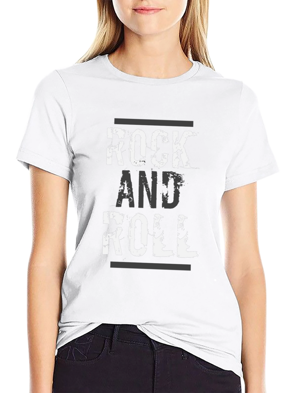 Rock and Roll Graphic Print Black T-Shirt