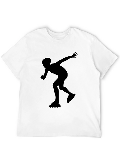 Inline Skating Graphic Tee - Black Cotton Shirt