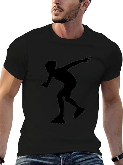 Inline Skating Graphic Tee - Black Cotton Shirt