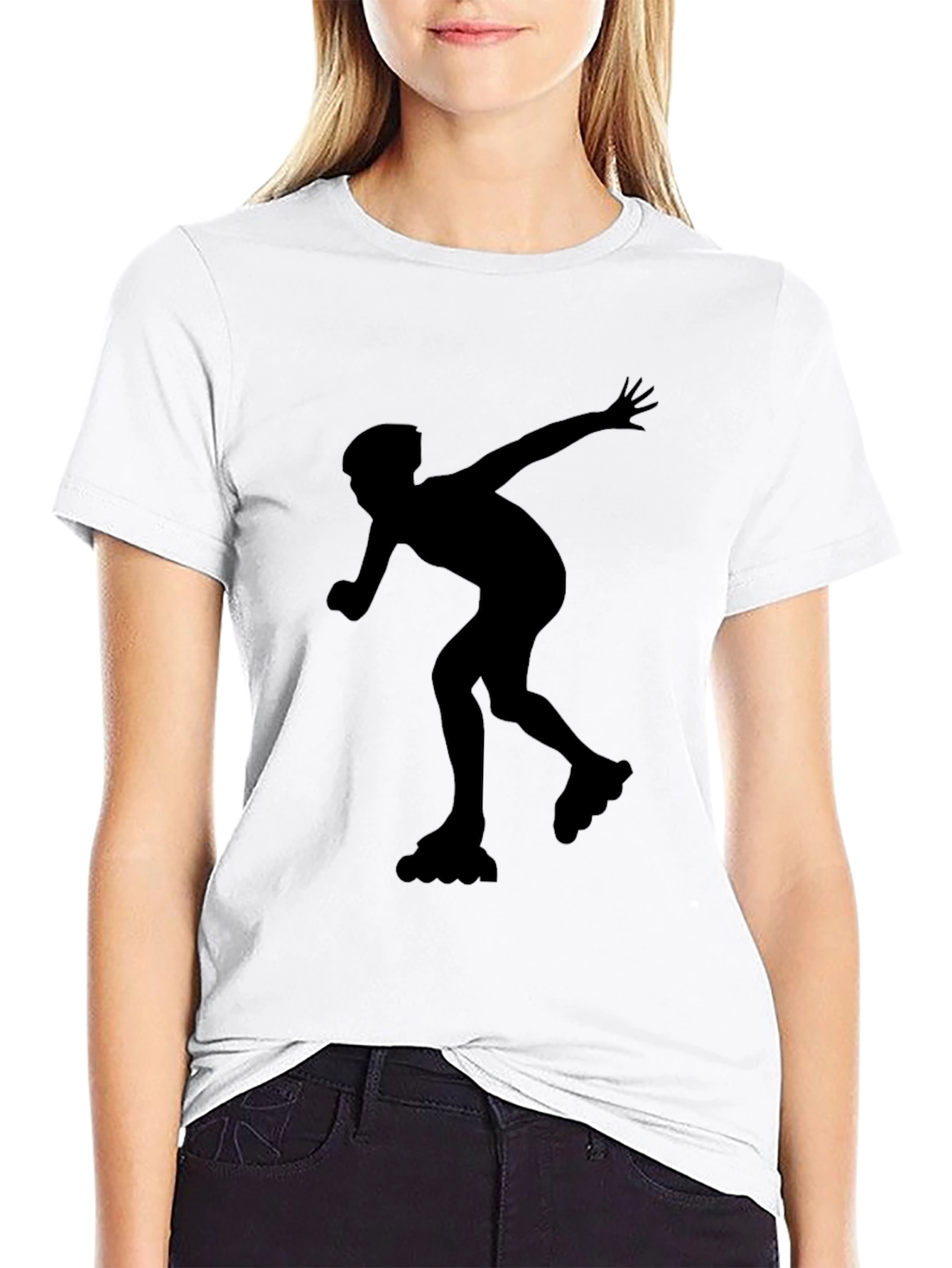 Inline Skating Graphic Tee - Black Cotton Shirt