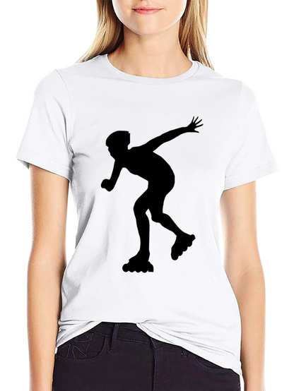 Inline Skating Graphic Tee - Black Cotton Shirt