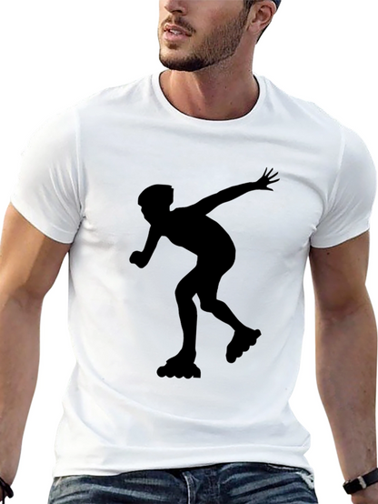 Inline Skating Graphic Tee - Black Cotton Shirt
