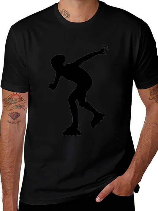 Inline Skating Graphic Tee - Black Cotton Shirt
