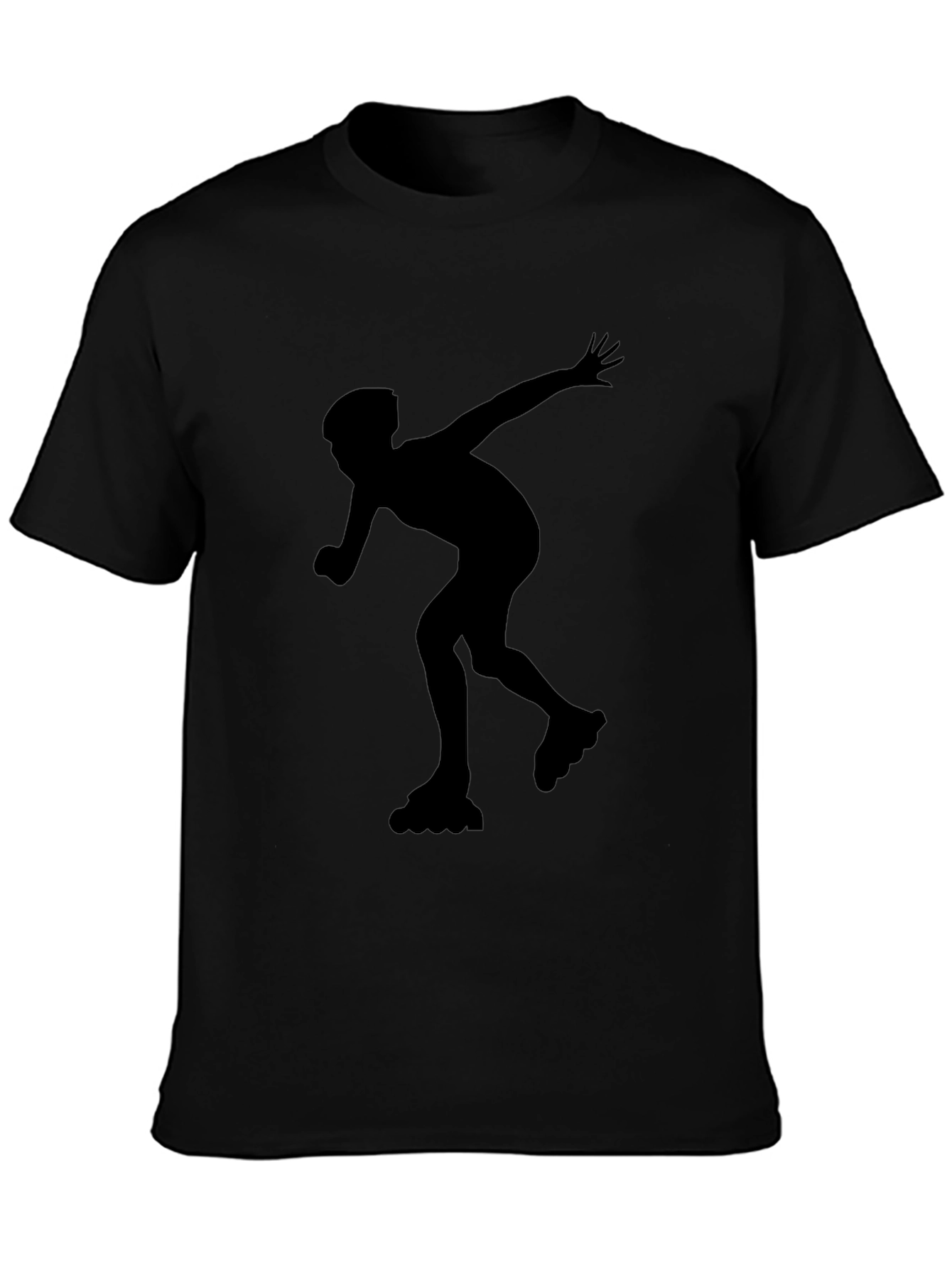 Inline Skating Graphic Tee - Black Cotton Shirt