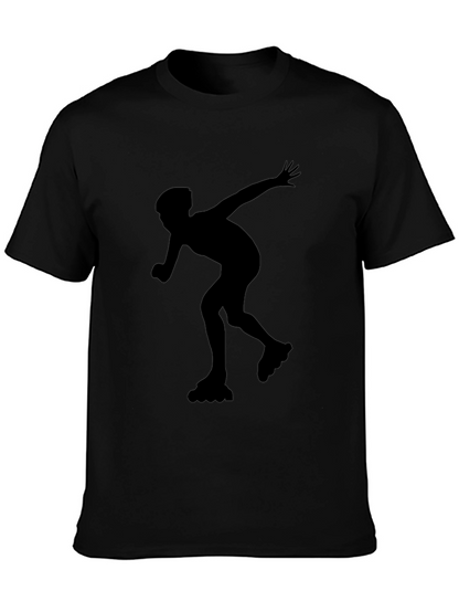 Inline Skating Graphic Tee - Black Cotton Shirt