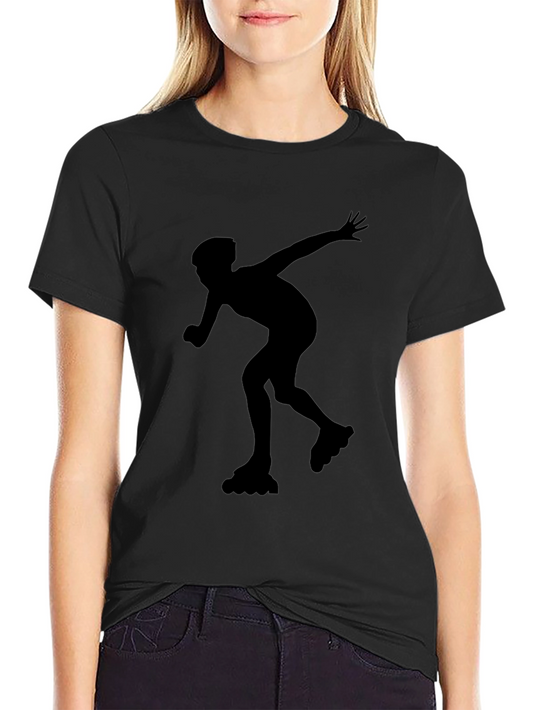 Inline Skating Graphic Tee - Black Cotton Shirt