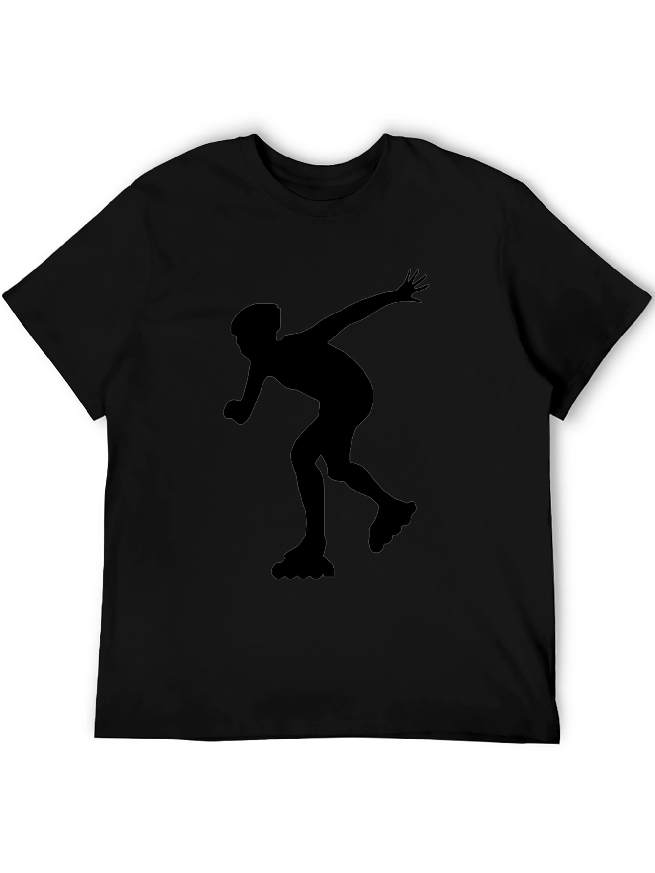 Inline Skating Graphic Tee - Black Cotton Shirt