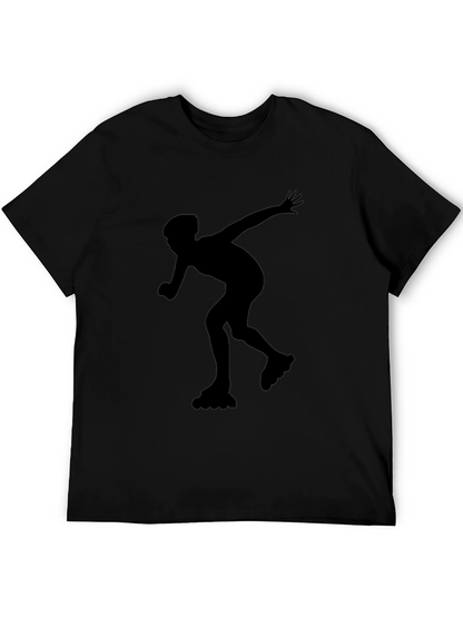 Inline Skating Graphic Tee - Black Cotton Shirt