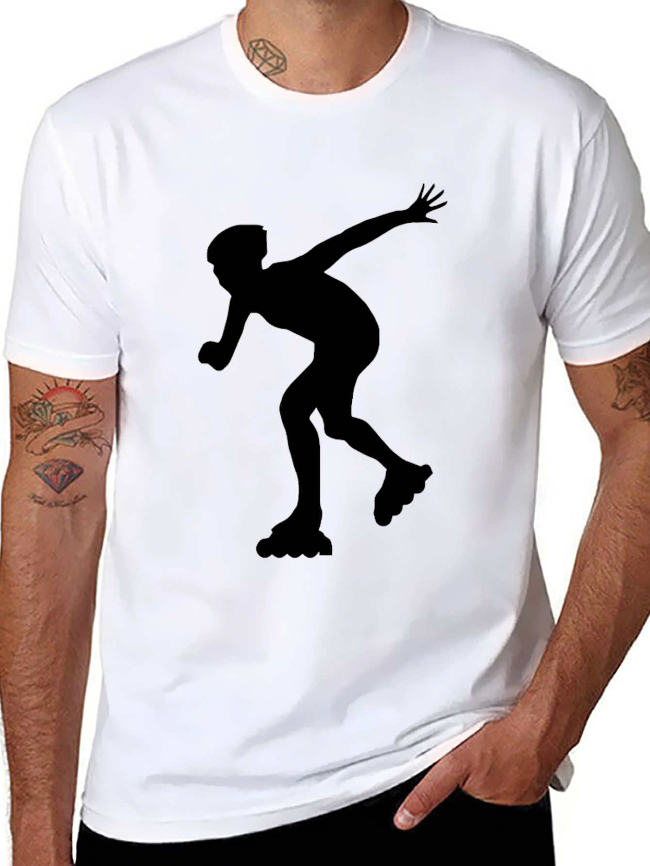 Inline Skating Graphic Tee - Black Cotton Shirt