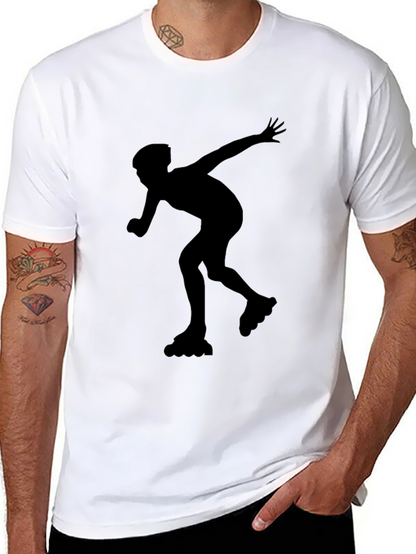 Inline Skating Graphic Tee - Black Cotton Shirt