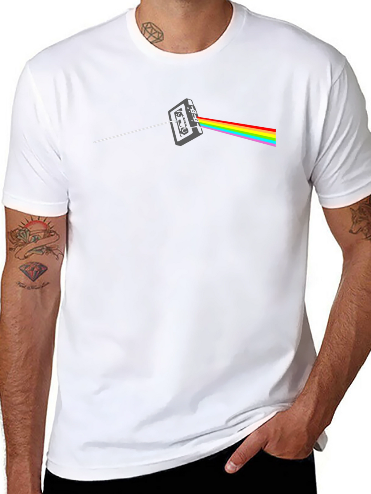 Dark Side Cassette T-Shirt - Classic Rock Rainbow Tee