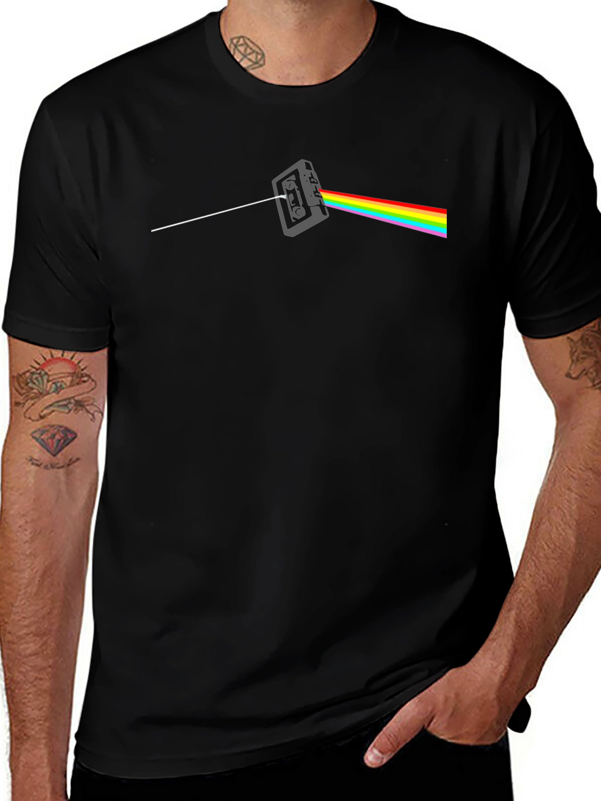 Dark Side Cassette T-Shirt - Classic Rock Rainbow Tee