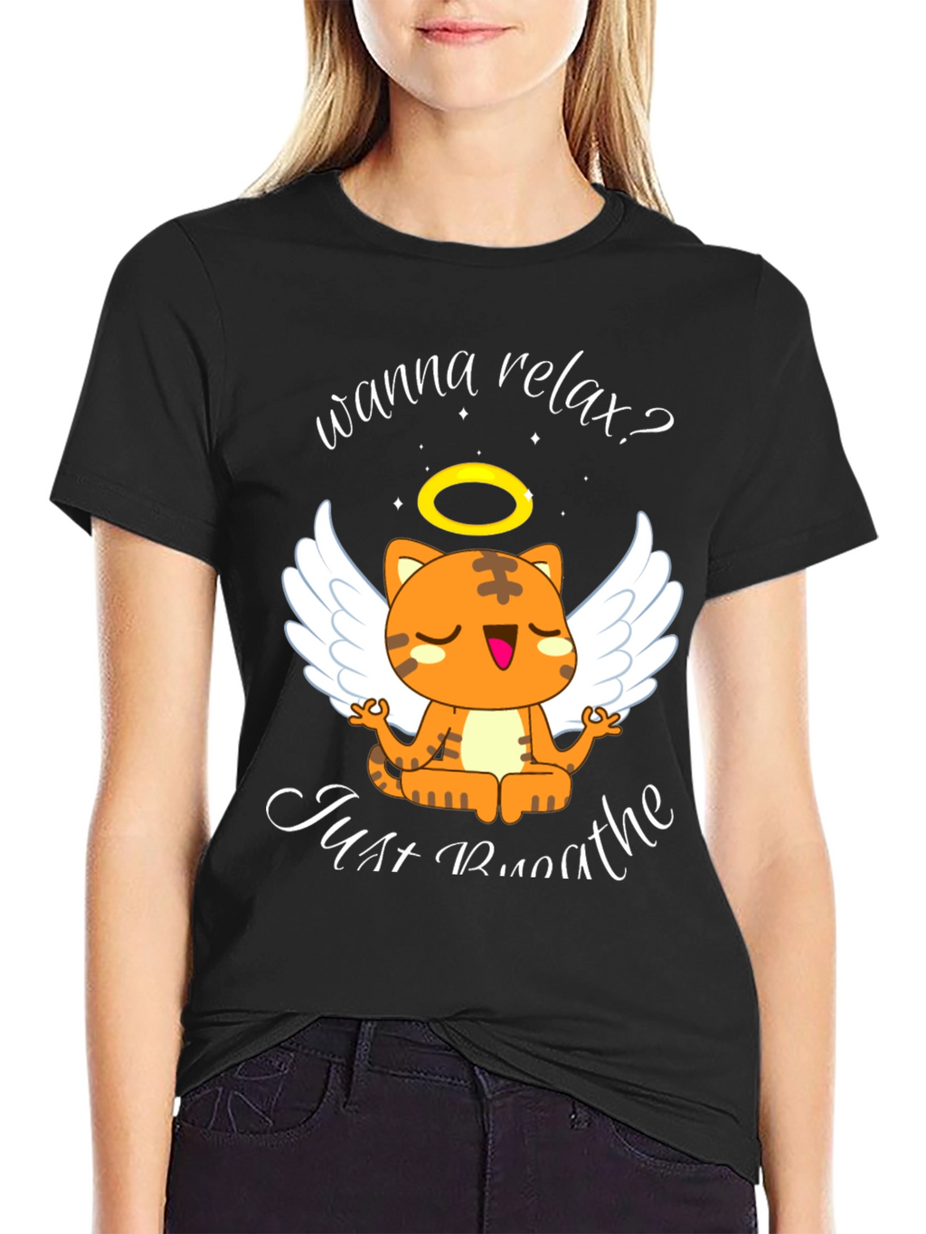 Relax Cat T-Shirt - Wanna Relax? Just Breathe Tee