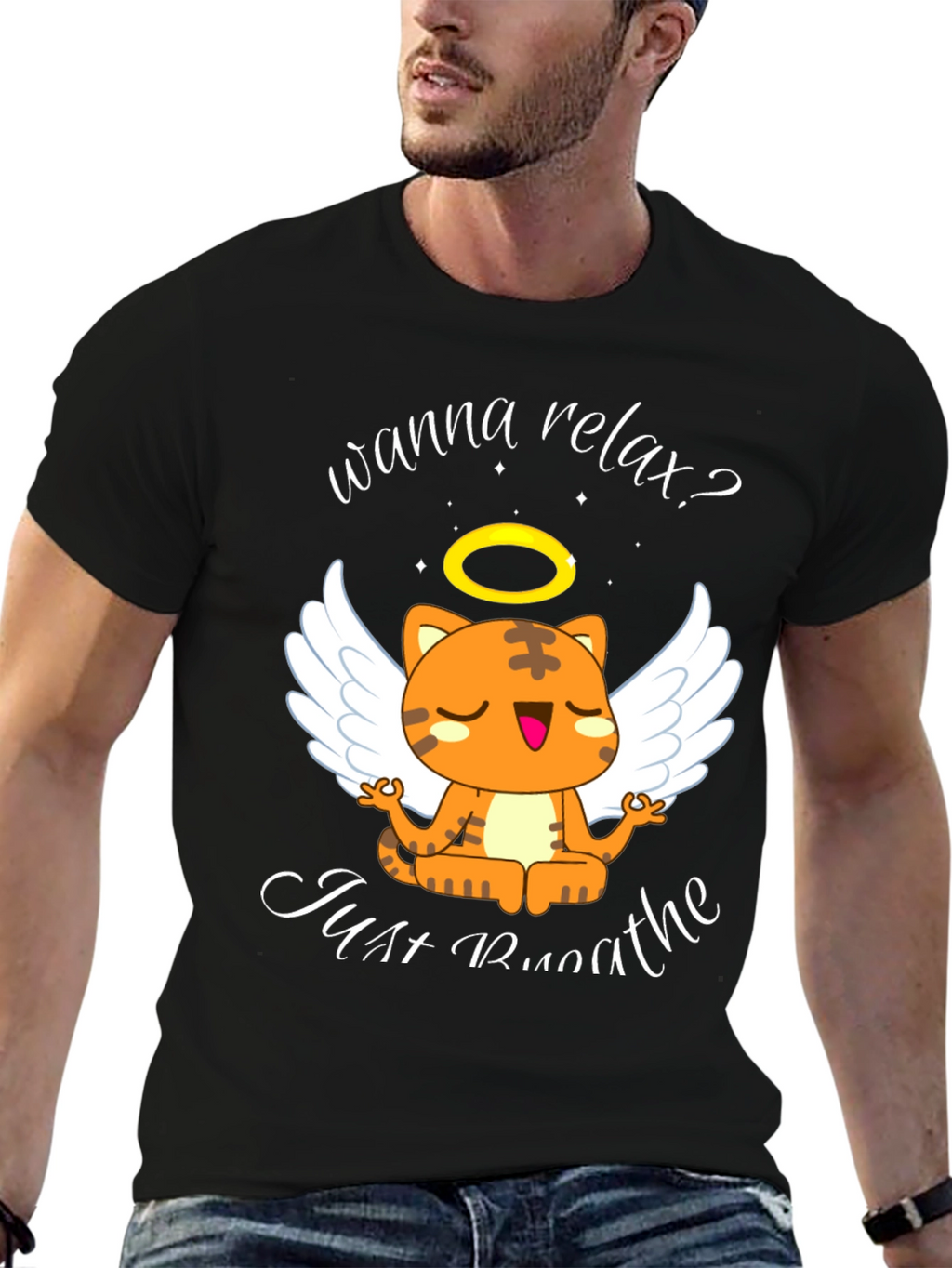 Relax Cat T-Shirt - Wanna Relax? Just Breathe Tee