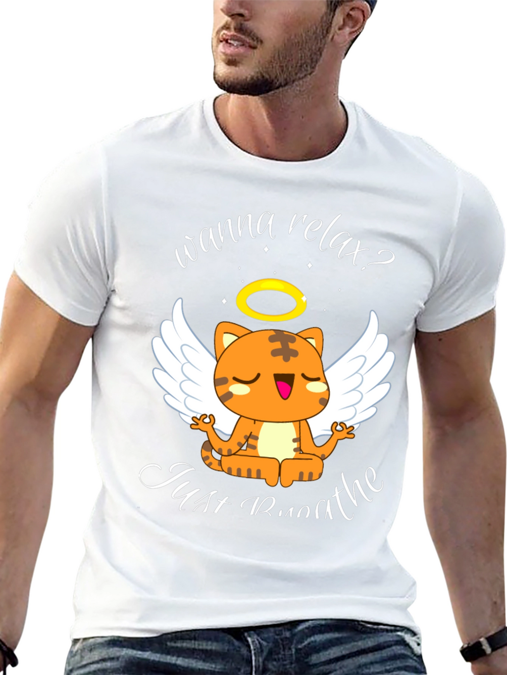 Relax Cat T-Shirt - Wanna Relax? Just Breathe Tee
